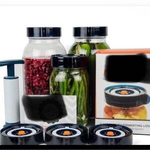 Set of 1 sets Vacuum Sealed Fermentation Jar Set - Black Lids